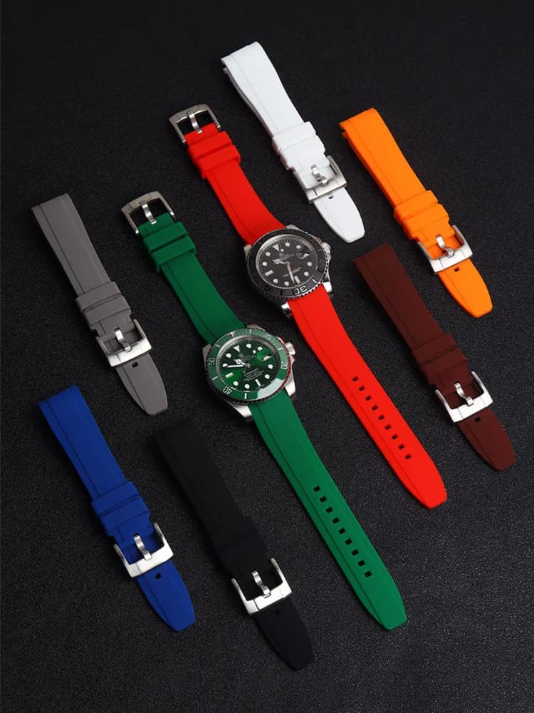 Bracelet de montre en caoutchouc de haute qualité, 18mm, 20mm, 21mm, 22mm, pour S-Eiko Omega Moonswatch, Rolex, extrémité incurvée
