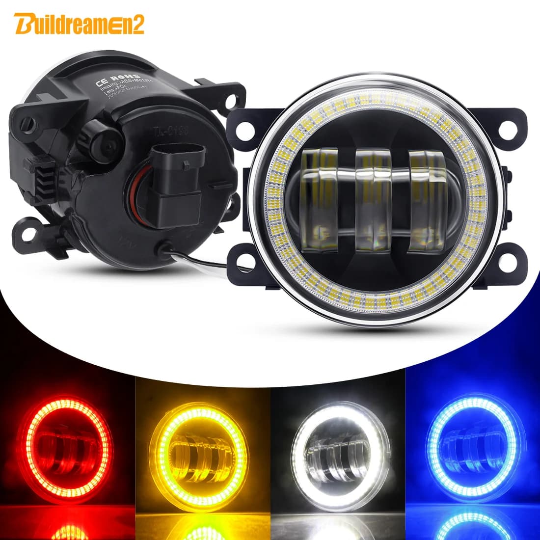2 X phare antibrouillard œil d'ange de voiture pour Peugeot 3008 207 307 2008 4008 4007 5008 408 407 607 301 308 Boxer lentille LED antibrouillard lampe de conduite DRL