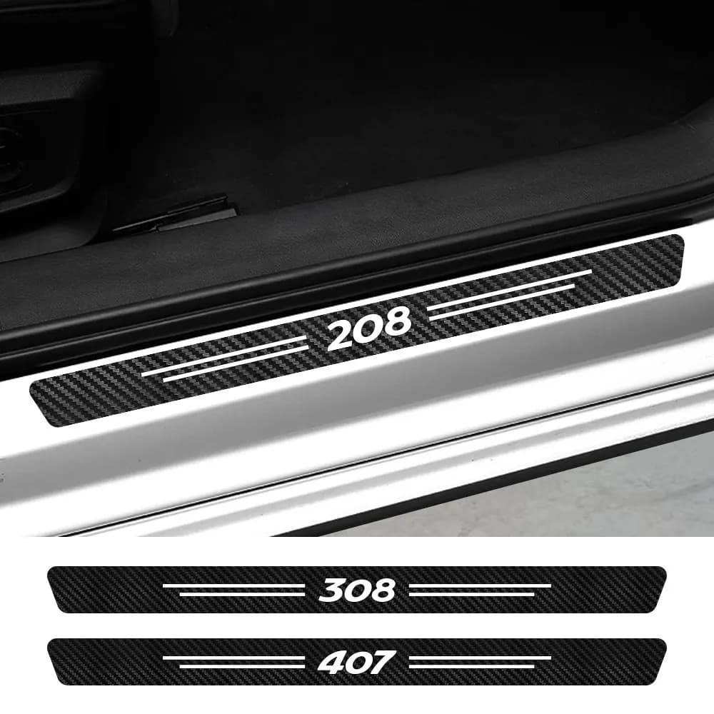 Autocollants de seuil de seuil de porte de voiture, accessoires pour Peugeot 308 307 107 306 RCZ 301 208 206 5008 207 108 508 Rifter 407 2008 3008