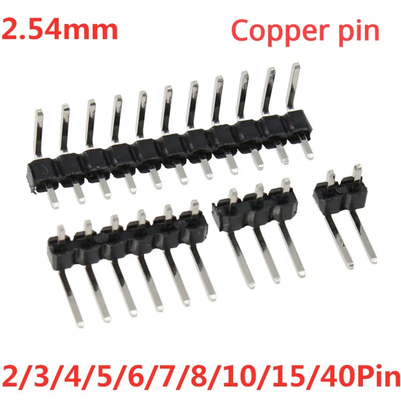10 pièces 2.54mm simple rangée Angle droit carte PCB cuivre broche en-tête connecteur mâle Pinheader 1*3/4/10/12/15/40Pin pour Arduino