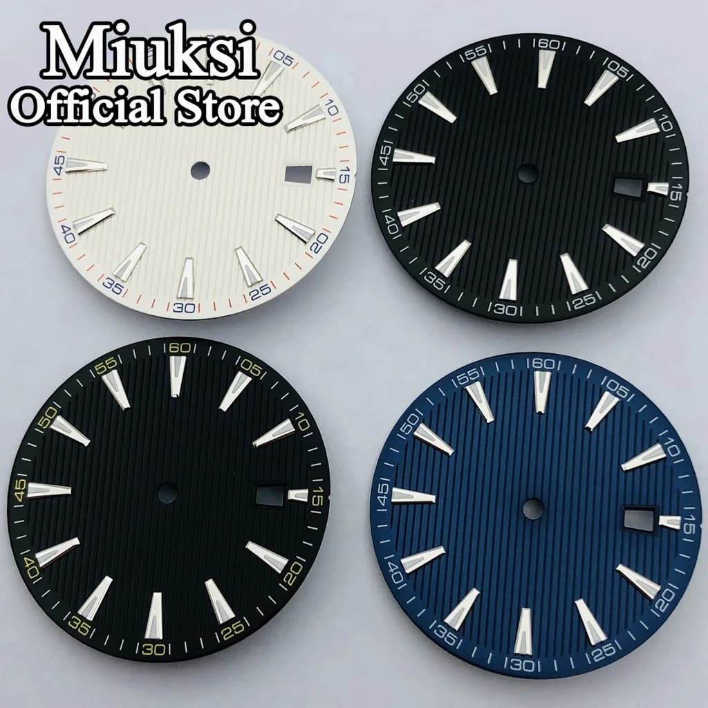 Miuksi – cadran de montre noir, bleu et blanc, 33.4mm, lumineux, adapté au mouvement NH35 ETA2824 2836 Miyota8215 821A Mingzhu DG2813 3804 PT5000