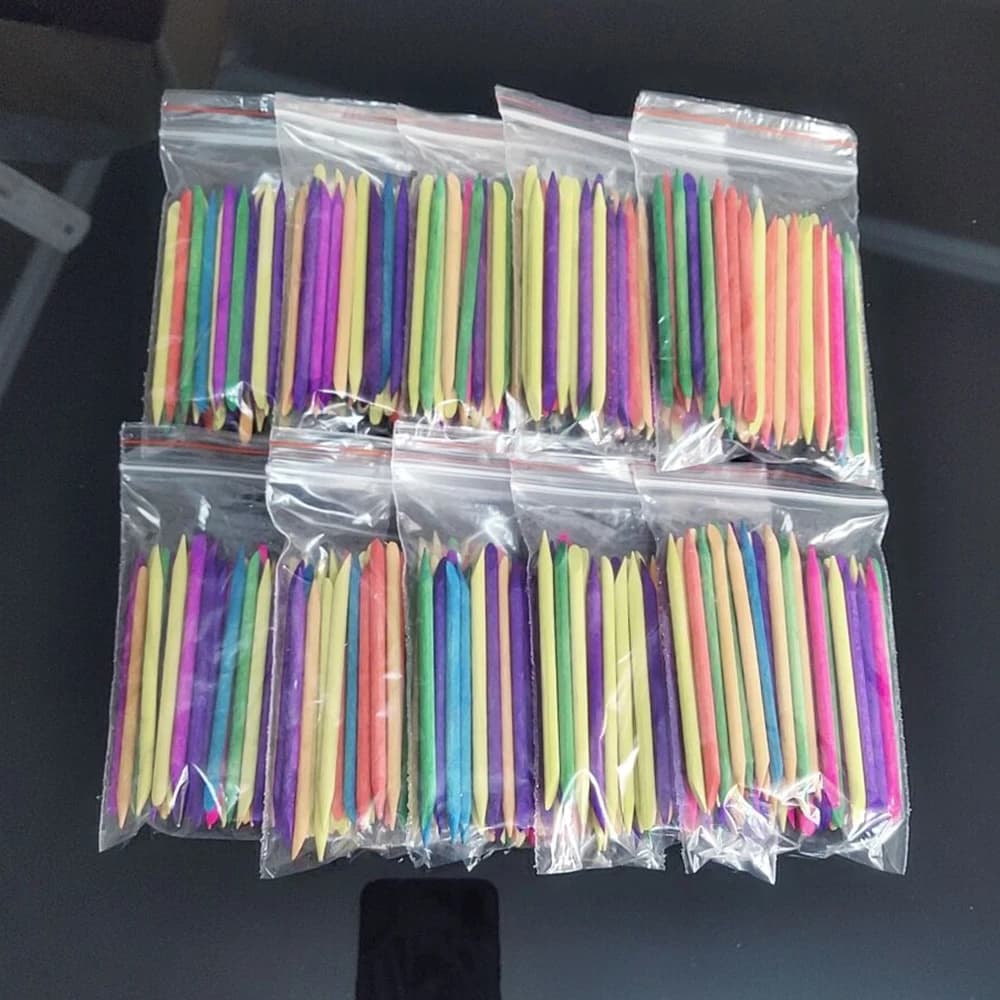 Bâton de Manucure Coloré en Bois d'Orange, 50 Pièces, 12x75mm, Nettoyeur de Soins de la Peau