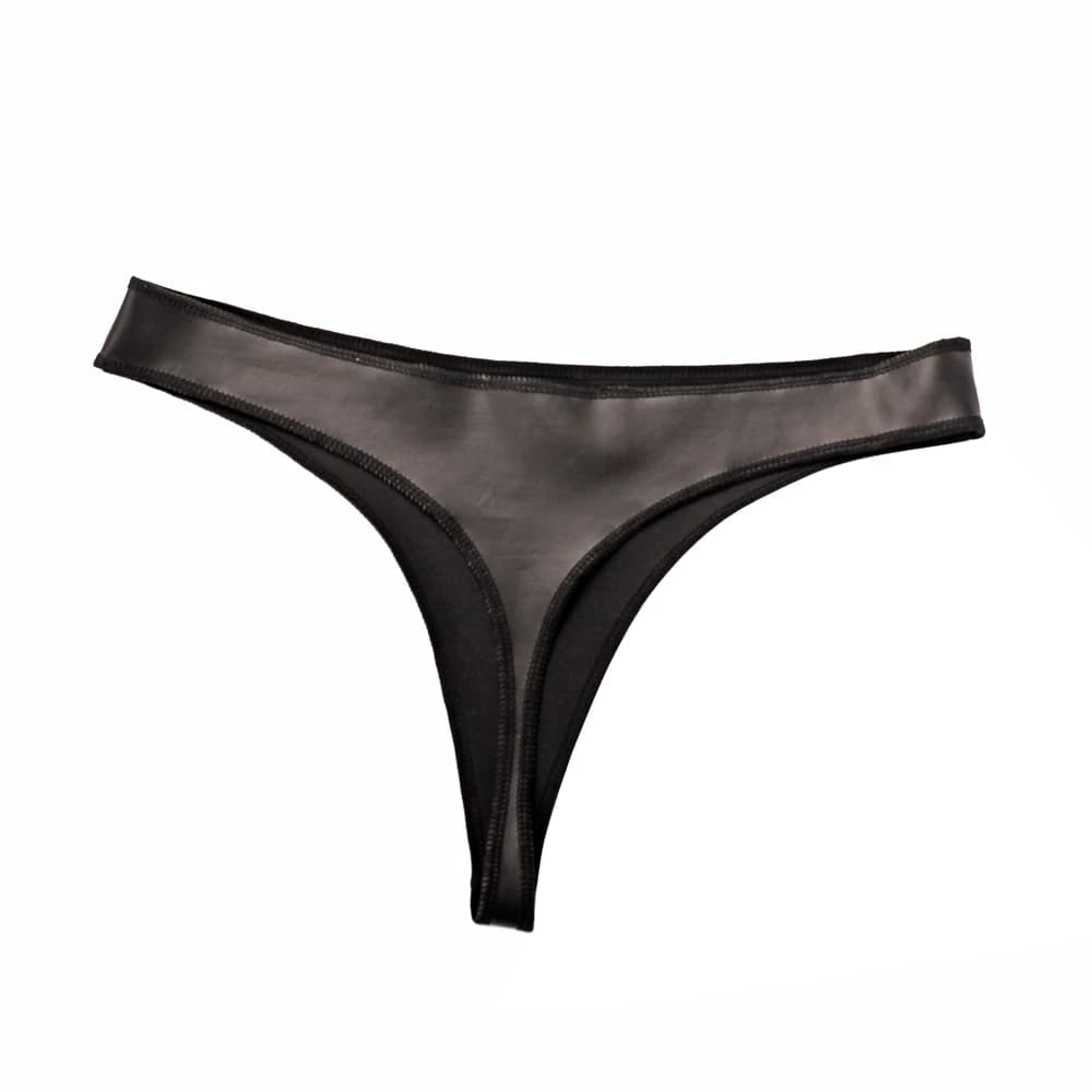 Ftshist-slip en Faux cuir noir pour femmes, Sexy, Look mouillé, t-back pour femmes, slip en cuir PU, string exotique pour hommes, Lingerie G-String
