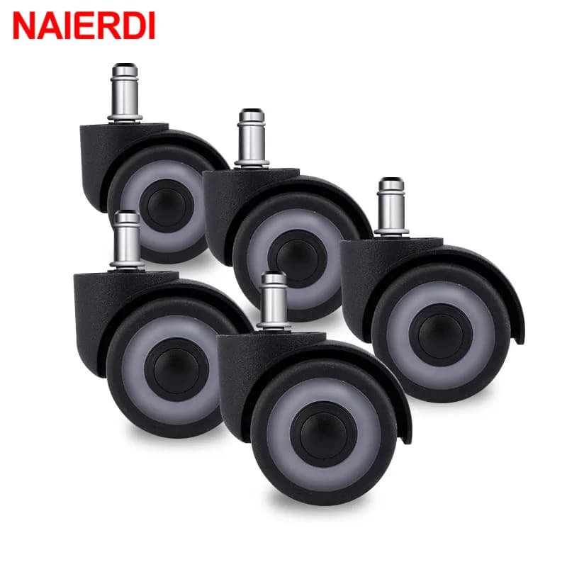 NAIERDI-Roulettes de rechange universelles en caoutchouc TPR pour chaise de bureau, 2 ", silencieuses, souples, sûres, meubles, 5 pièces