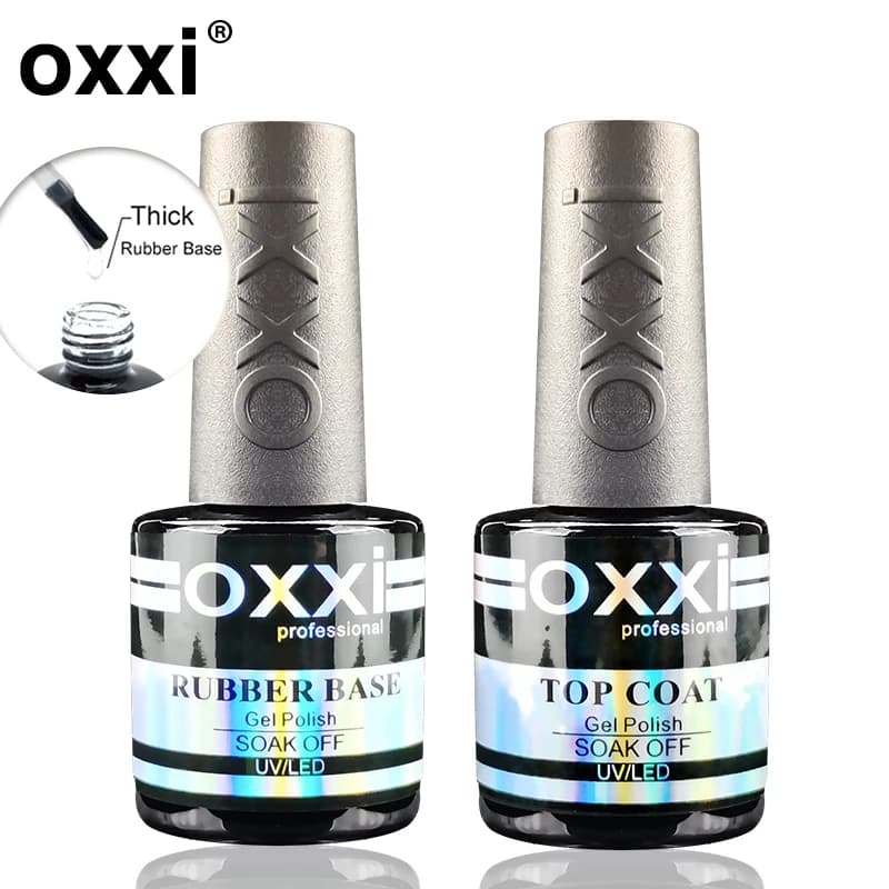 OXXI Base en caoutchouc semi-permanente pour vernis gel 8 ml Base épaisse et couche de finition pour vernis gel manucure émail permanent ongles hybrides