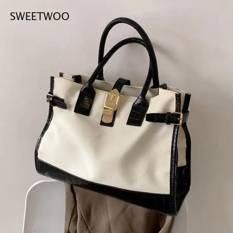 Grand sac fourre-tout élégant pour femme, sac à main en toile de haute qualité, sac messager initié, sac à main design pour femme, grande capacité, nouvelle mode, 2021