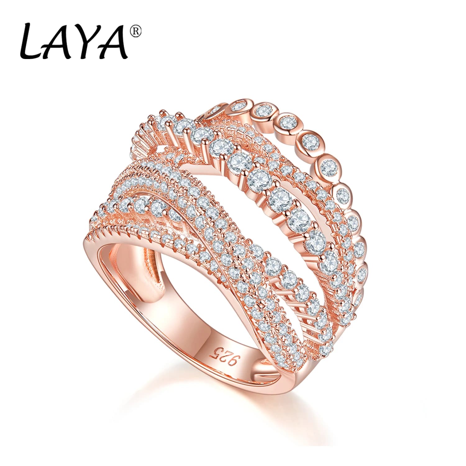 LAYA – bague multi-lignes en argent Sterling 925, Zircon CrossAAAAA, Style OL, pour femmes, mariage, haute qualité, mode, bijoux de luxe, cadeau