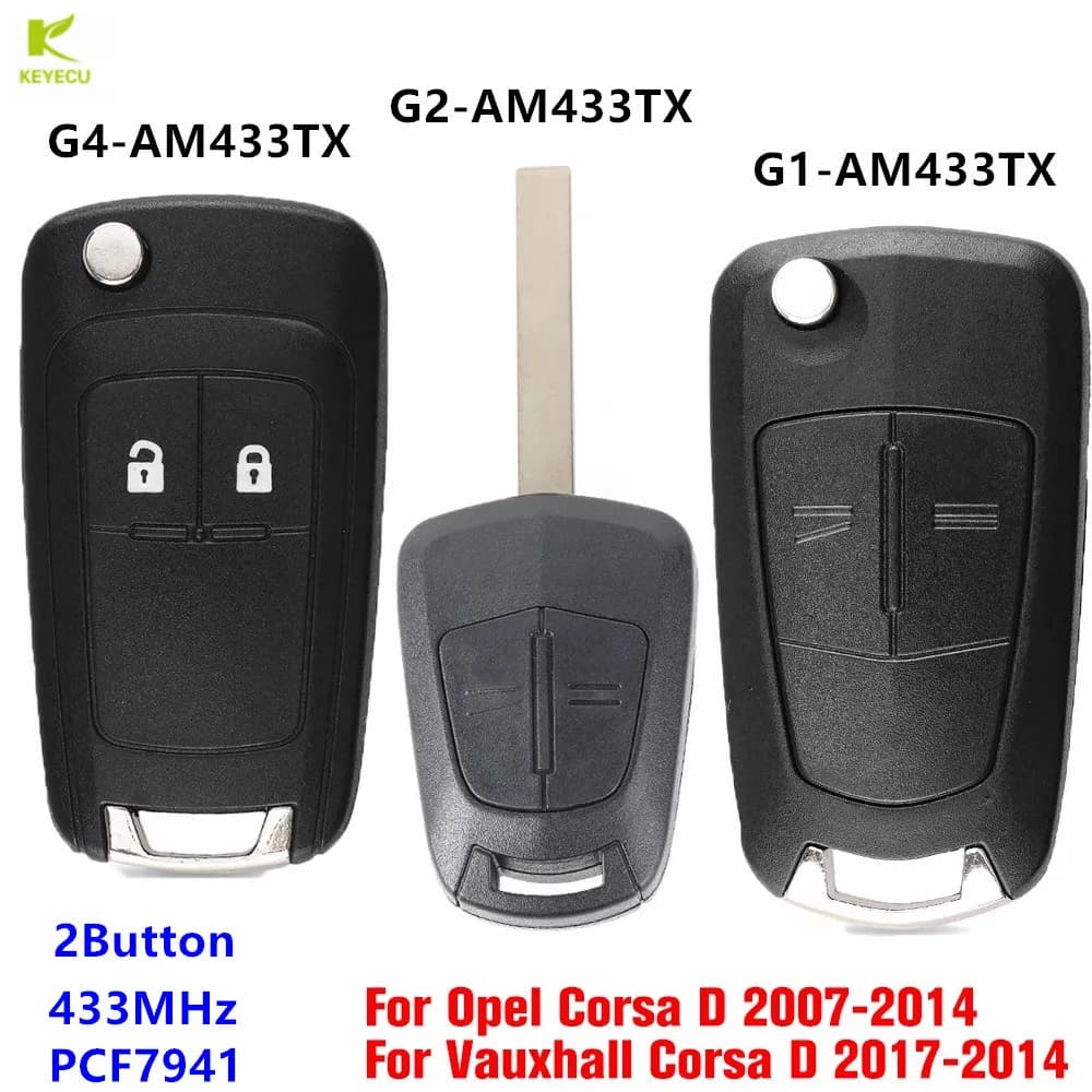 EllYECU-Clé à distance de remplacement non coupée FOB 2Btn 433MHz PCF7941 pour Opel/SachCorsa D 2007-2014 G1-AM433TX G2-AM433TX G4-AM433TX