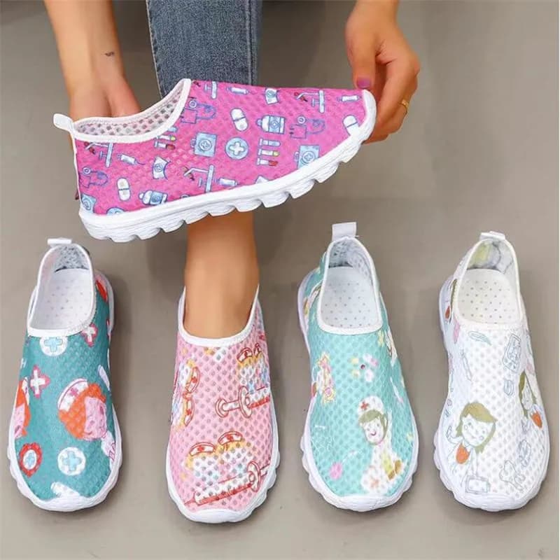 Chaussures de Cosplay Légères en Maille pour Femme, Baskets Confortables et Respirantes avec Imprimé d'Infirmière et de Médecin, pour Été