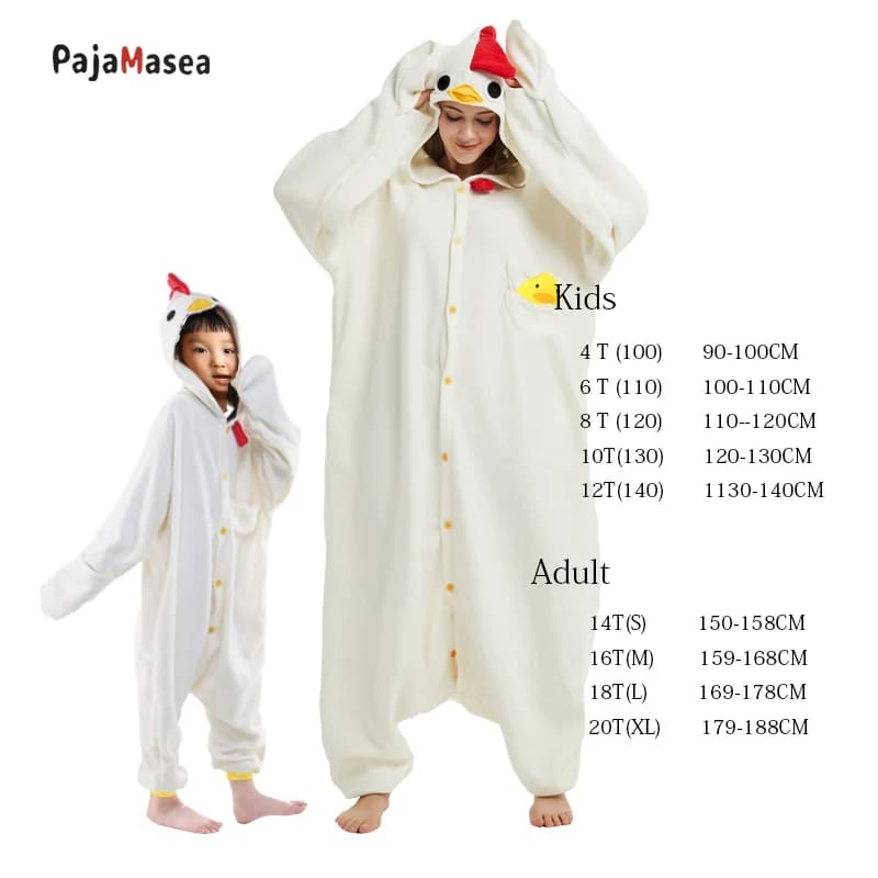 Pyjama de coq blanc pour enfants, Costume d'halloween, dessin animé, Cosplay, Kigurumi