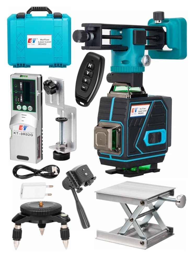 KaiTian 360 ligne niveau Laser auto-nivelant croix horizontale et verticale Super puissant vert 16 lignes 4D niveau récepteur de niveau Laser