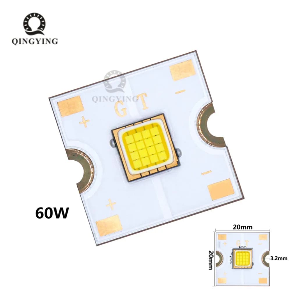 Lampe LED haute puissance 60W, super lumineuse 10000K, 4.5A, perles LED, tube PCB, substrat en cuivre pour phares automobiles DIY