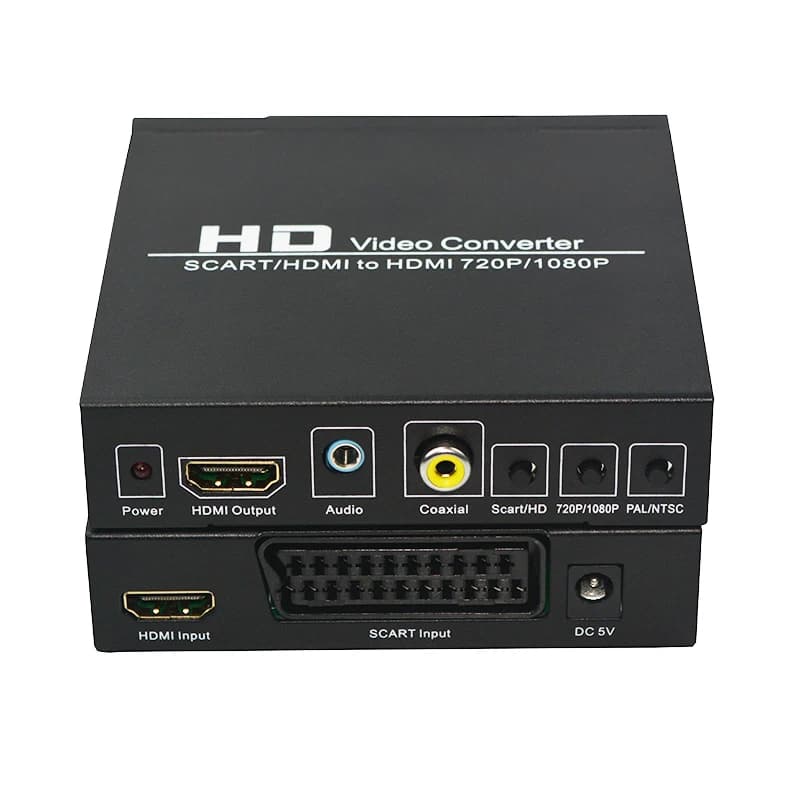 Convertisseur péritel/HDMI vers HDMI Full HD 1080P, adaptateur de convertisseur Audio vidéo coaxia 3.5mm pour HDTV HD