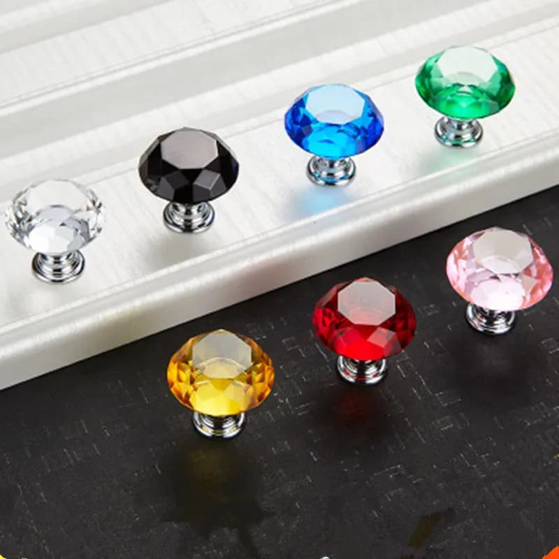 Lèvent en verre cristal en forme de diamant, poignées de planche Chi, boutons de fusion, quincaillerie pour armoire de cuisine, poignée de meubles Foy, conception, 30mm