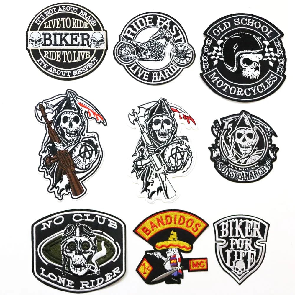 Patchs de sons de Bandidos de moto, badge pour monter rapide, Bikfer pour la vie, Badges de vieille école, autocollant de Ride to Live Skull