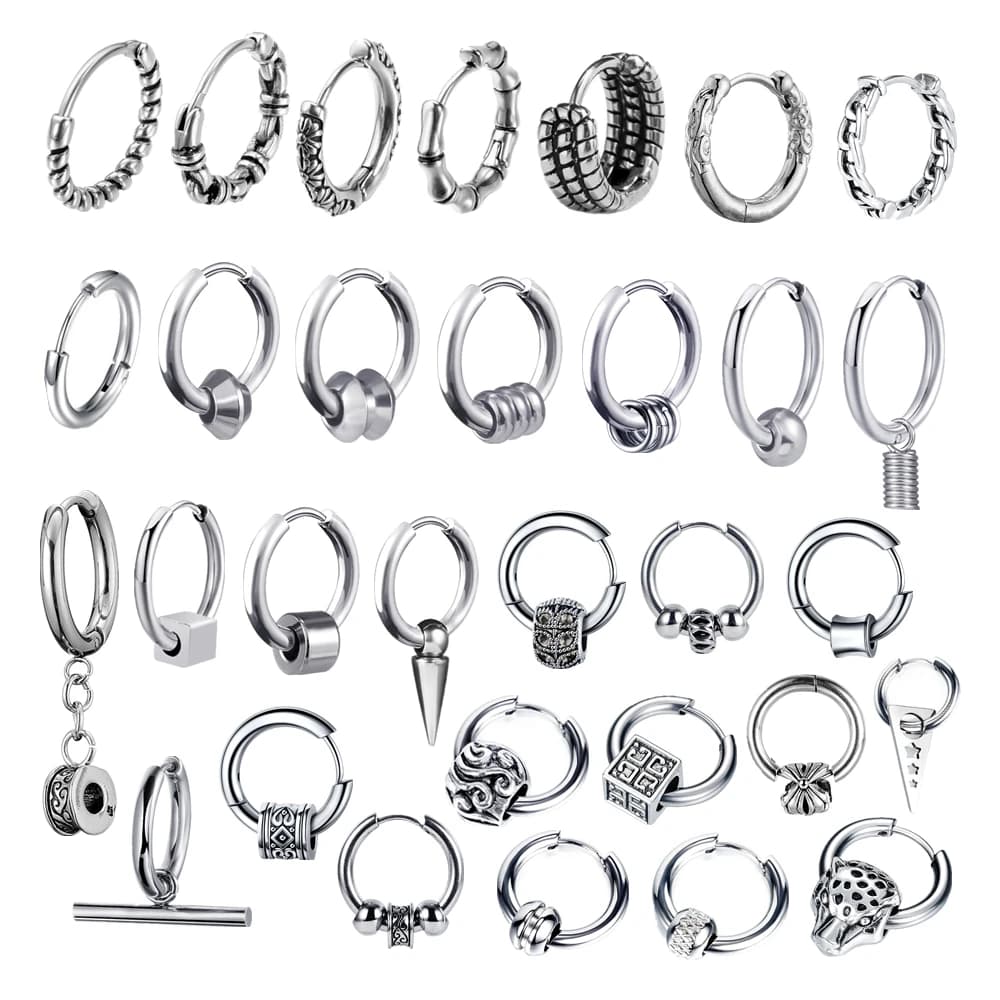 Boucles d'oreilles Punk rétro en acier inoxydable pour femmes et hommes, style gothique, rond, géométrique, Rock, bijoux, cadeaux, nouvelle collection 2021