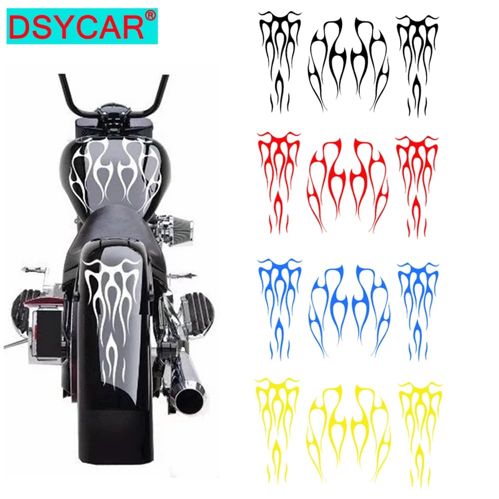 DSYCAR 1 ensemble d'autocollants flamme pour moto, autocollant universel pour réservoir de carburant et garde-boue, convient à toutes les motos