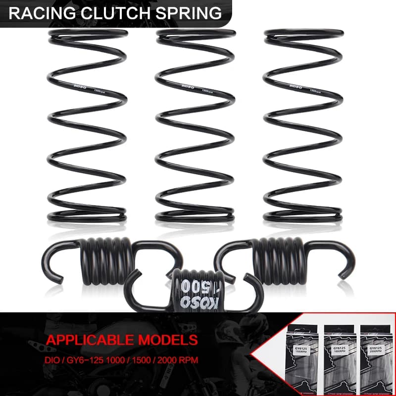 Ressorts d'embrayage de performance noirs 1000/1500/2000 tr/min pour moteurs GY6 152QMI 157QMJ et scooters chinois GY6 125cc/150cc 139QMB