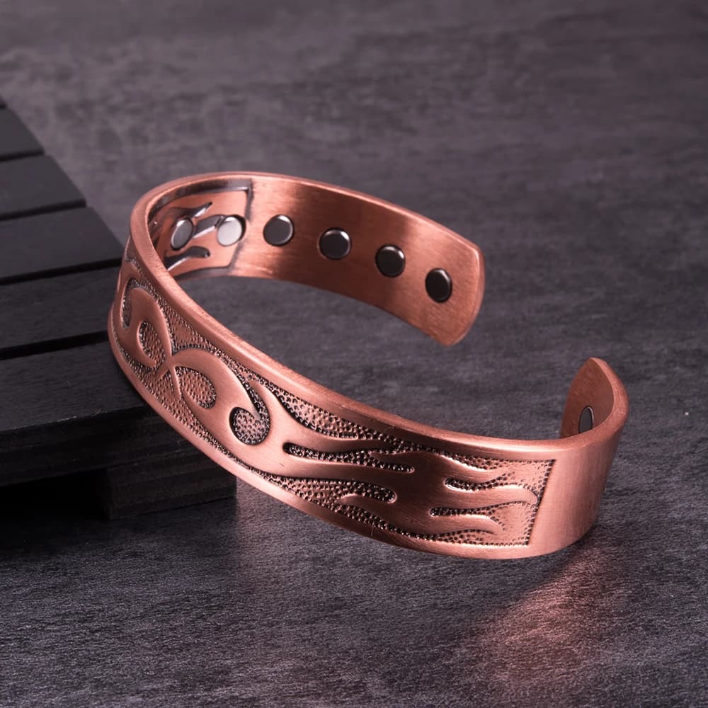 Bracelets magnétiques en cuivre pour hommes, arthrite, énergie de santé, manchette réglable Vintage, bijoux de 14.5mm de large