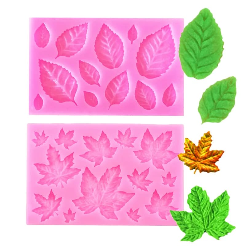Moule à feuilles en Silicone 3D, pour Fondant, outils de décoration de gâteaux, bonbons, argile, chocolat, pâte à gomme, Cupcake, moules de cuisson