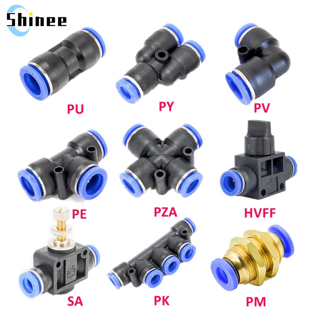 Raccord pneumatique connecteur de tuyau Tube raccords rapides d'air tuyau enfichable d'eau coupé 4mm 6mm 8mm 10mm 12mm 14mm PU PY PK PE PV SA