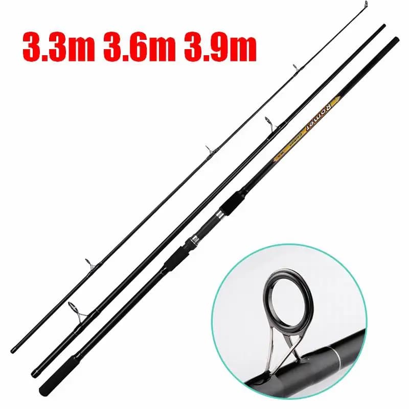 Canne à pêche surfcasting en fibre de carbone 3 sections ZZ15 BENDY, poids de lancer 50-150g, longueurs 3.3m 355g, 3.6m 420g, 3.9m 440g, diamètre de la pointe 3.3mm, diamètre de la poignée 21mm