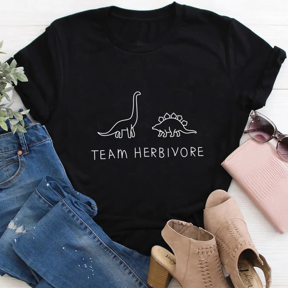 Team Herbivore 100% coton femmes t-shirt unisexe drôle été décontracté col rond manches courtes hauts végétalien t-shirt végétarien chemises de fête