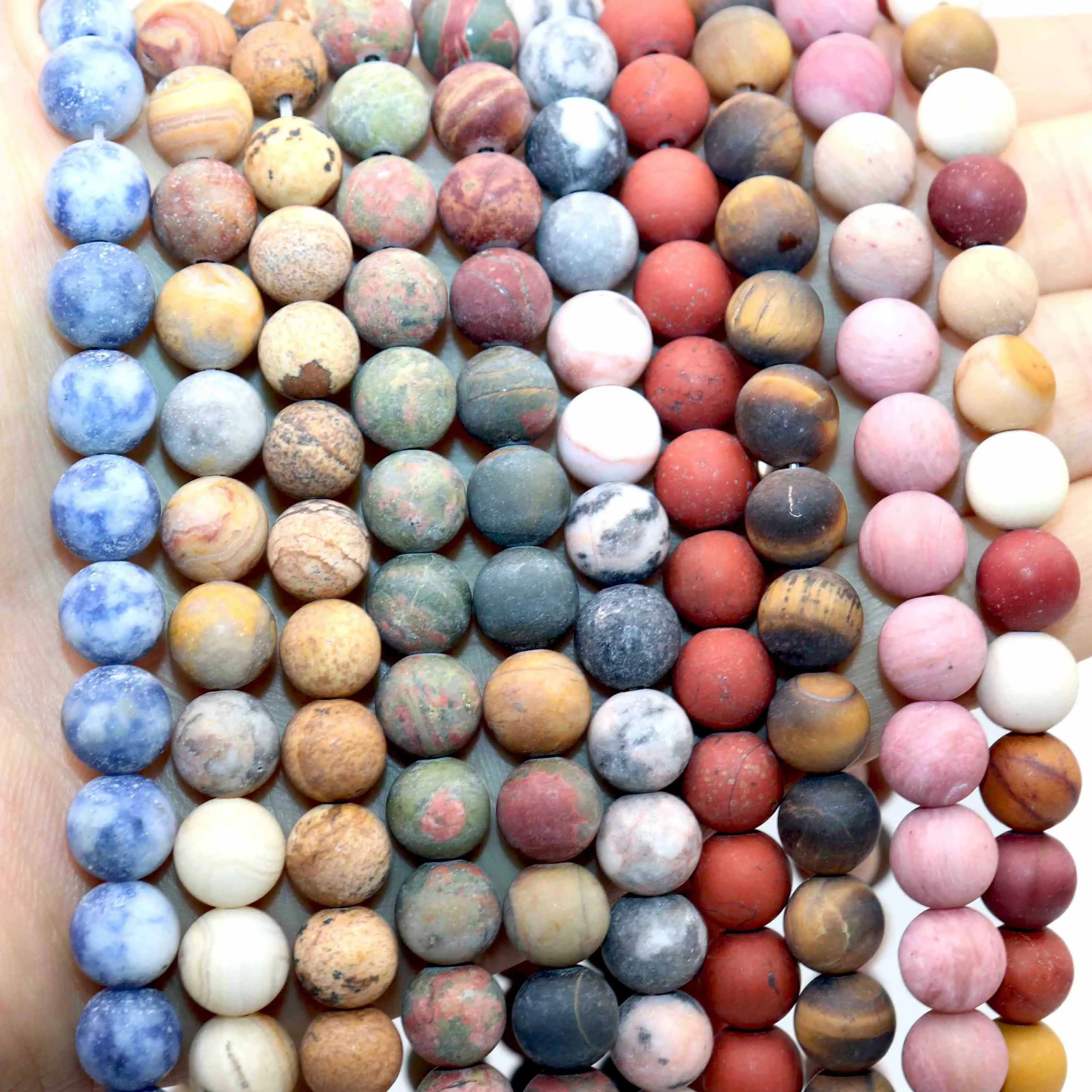 Perles en Pierre Naturelle de Labrumen, Jaspe, Agates, Amlogging, Turquoises, pour Bijoux de DIY, Bracelet de Direction, 4 6 8 10mm, 256 DhydrPolish