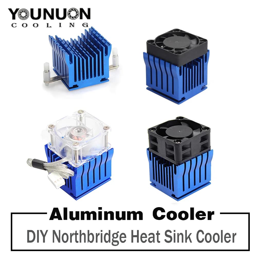 1 pièces bricolage aluminium Northbridge dissipateur thermique refroidisseur carte mère radiateur avec 40mm ventilateur 12V 40x40x10mm 40x40x20mm ventilateur de refroidissement