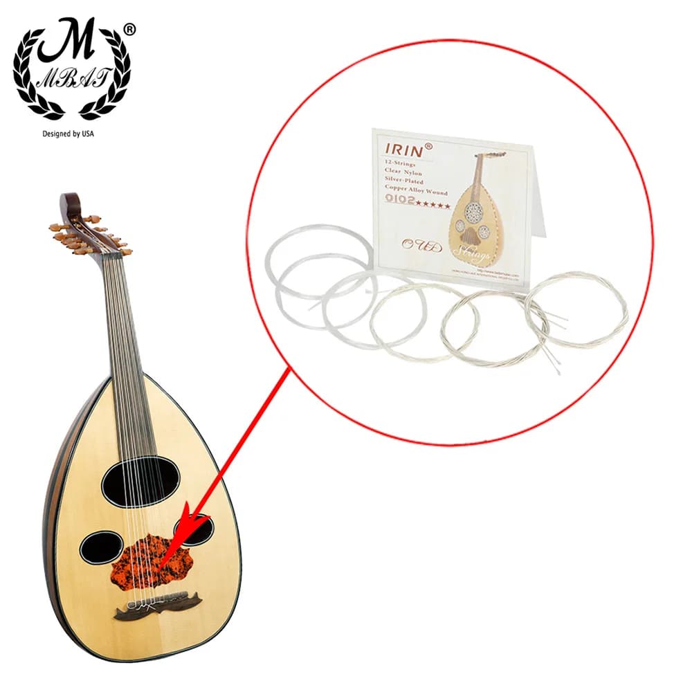 M MBAT – ensemble de cordes en Lute arabe, 12 pièces de haute qualité, Nylon transparent plaqué argent et alliage de cuivre, accessoires de cordes enroulées O102