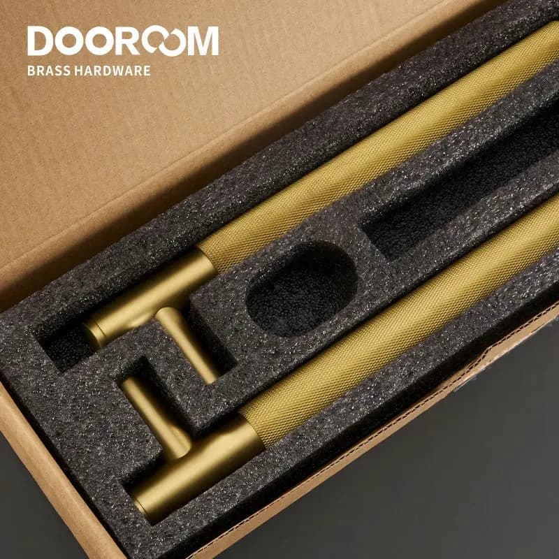 Dooroom – poignées de porte moletées en laiton, Double porte en bois, salle de douche, simple face, Double face, or mat, noir