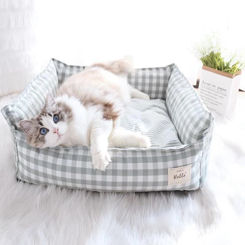 Lit doux et chaud pour chien et chat, nid amovible et lavable en coton et lin pour petits, moyens et grands chiens, tapis de couchage confortable, fournitures pour animaux de compagnie