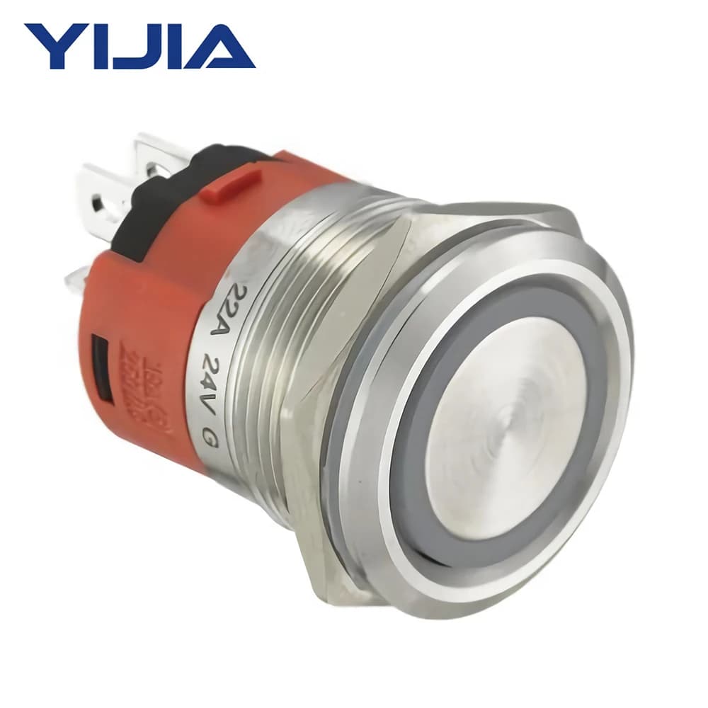 15 Amp 2NO 22mm pio Cap Verrouillage Bouton Poussoir Joli 12V LED Étanche En Acier Inoxydable Rond De Verrouillage GQ22AF-11EZ/S