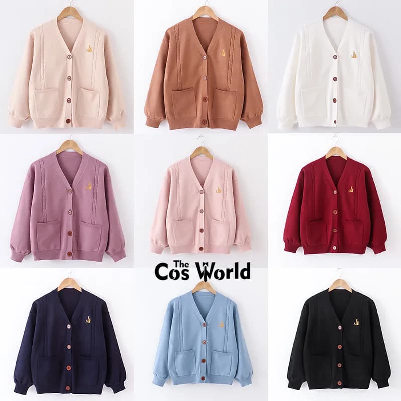 Cardigan en tricot à manches longues pour femmes, pulls à col en V, vêtements d'extérieur pour filles, uniforme scolaire JK, vêtements pour étudiants, 9 couleurs, printemps, hiver