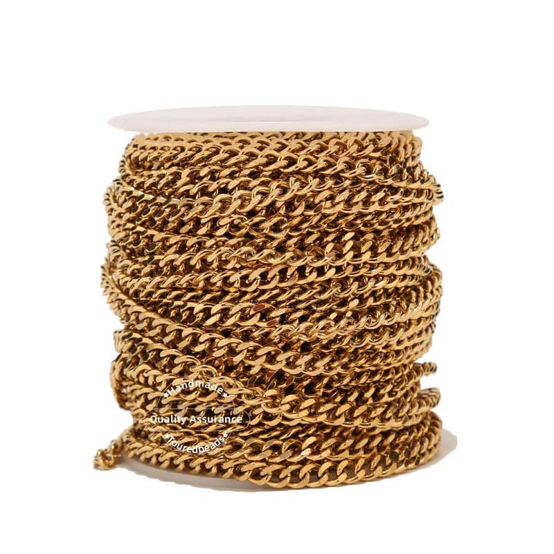 Chaîne Figaro en acier inoxydable cubain Miami plaqué or, 2M, 3.5m, 5mm, 7mm, pour bricolage, fabrication de colliers et de bracelets faits à la main, vente en gros