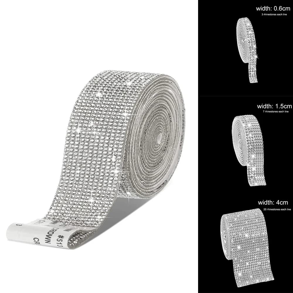 Autocollant auto-adhésif en biscuits cristal, ruban de diamant, bricolage, artisanat d'art, événement, voiture, décoration de téléphone