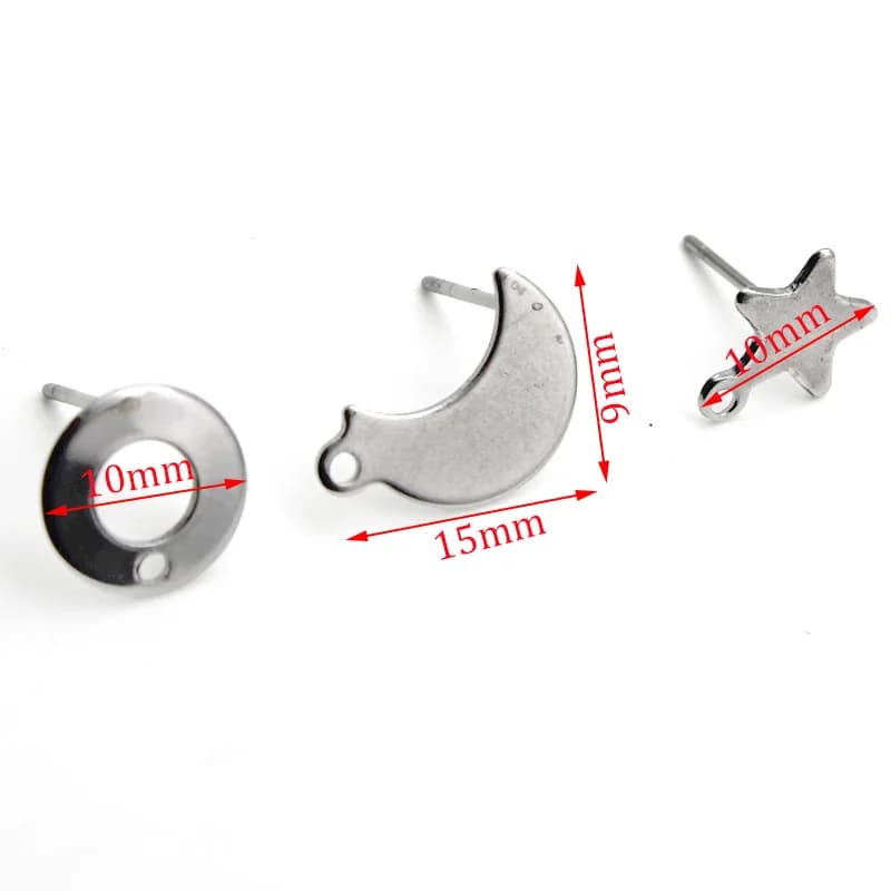 Boucles d'oreilles étoile lune en acier inoxydable, accessoires de poteaux, connecteur de pendentif doré pour bricolage, résultats exécutifs de bijoux, 20 pièces