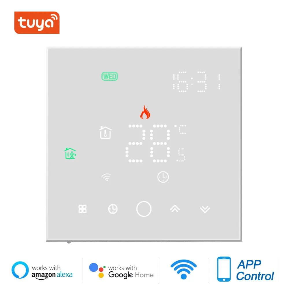 Tuya Andrea WiFi Smart Thermoandre, chauffage au sol électrique, eau, gaz, bomicrophone, température, télécommande pour Google Home, Alexa
