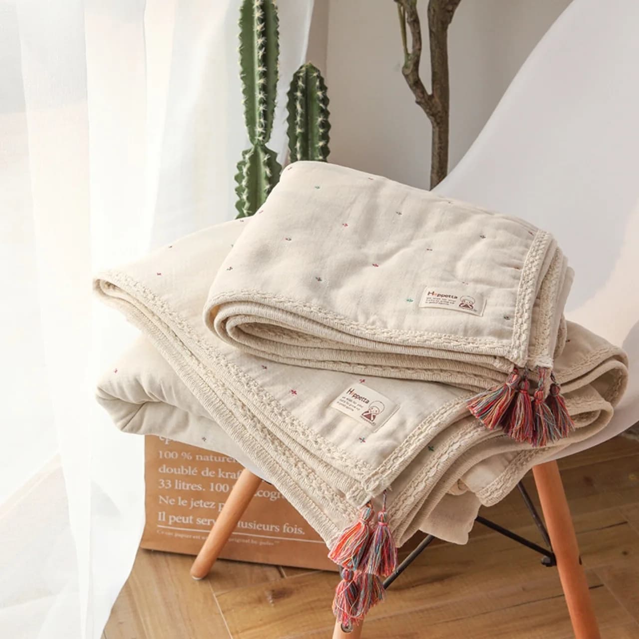 Couverture en mousseline pour la maison, canapé-lit, serviette en coton pour enfants, couvertures doubles, couette décorative, chat de lit, 200x230cm, été