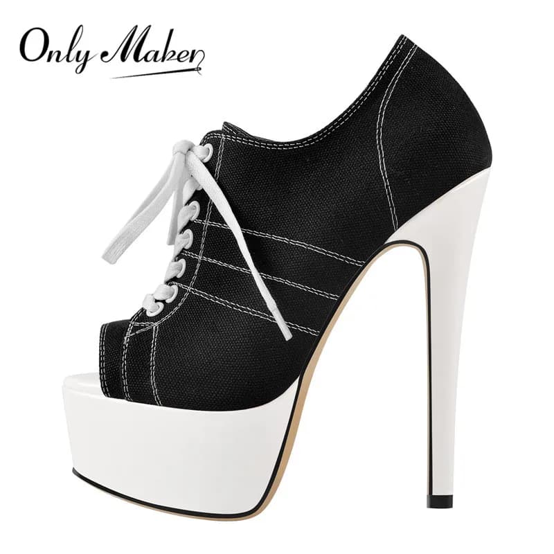 DALTolmaker-Bottes à plateforme pour femmes, Peep Parker, Bottes de rinçage à talons hauts, Bottes à lacets Stiletto, Chaussons sexy, Grande taille