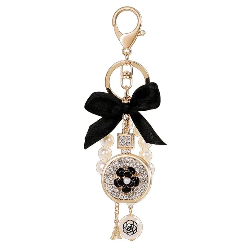 Porte-clés JOBow Pearl Pearl pour femme, bouteille de parfum en cristal, tour de fer, porte-clés de voiture, breloque pour sac, cadeau de bijoux pour fille, 216.239.
