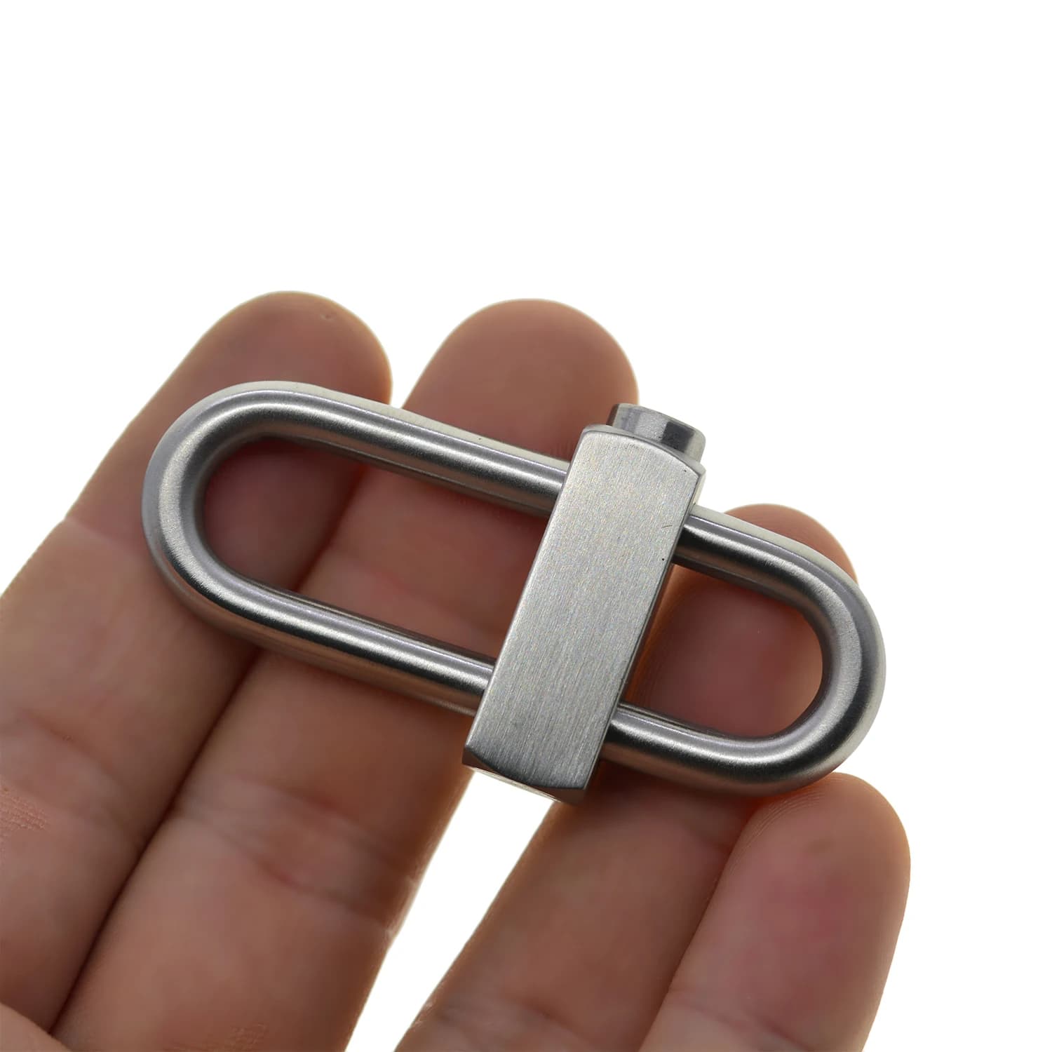 Porte-clés mousqueton à glissière ovale en acier inoxydable brossé mat ultra résistant, porte-clés FOB EDC, lanière DIY