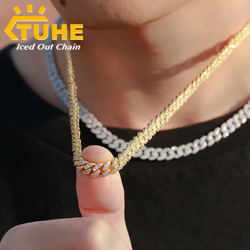 Collier chaîne cubaine Miami tendance TUHE 6mm 8mm de largeur pour femmes et hommes, bijoux hip-hop en cuivre et zircon cubique, idéal pour les fêtes