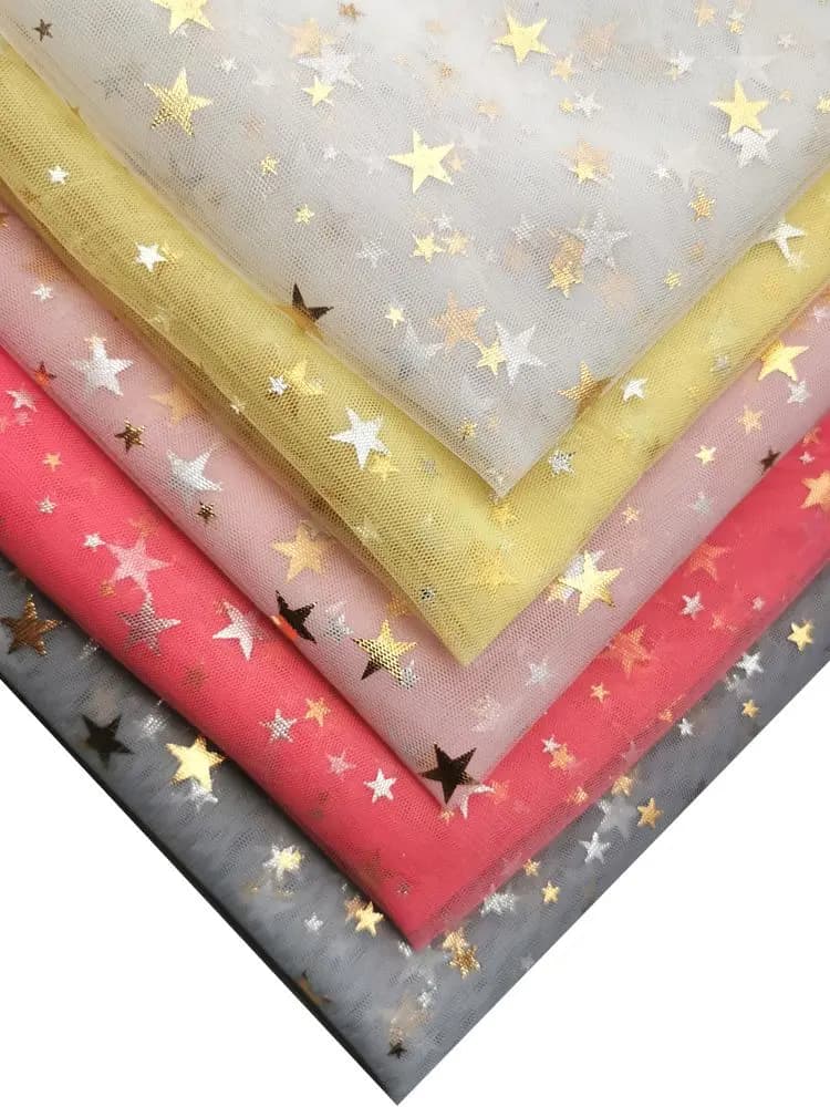 Confettis en Tulle étoile or 1M, matériel de maille scintillante bricolage Tutu à faire soi-même, artisanat Laser pompons, fournitures de fête d'anniversaire, de mariage, de réception-cadeau pour bébé