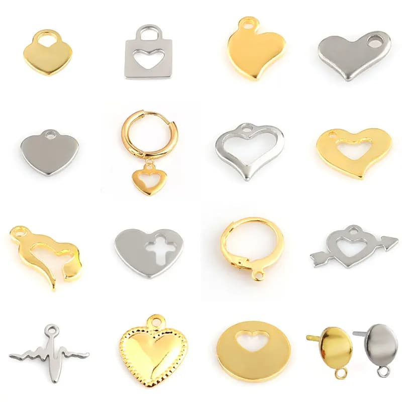 20 pcs/lot coeur breloque pendentifs en acier inoxydable Mini amour coeur pendentif breloques pour la fabrication de bijoux bricolage boucles d'oreilles faisant des fournitures