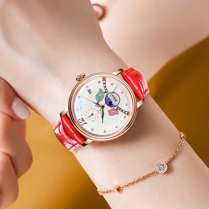LOBINNI – montres à la mode pour femmes, mécaniques, décontractées, étanches, LOBINNI, diamant, lovebird