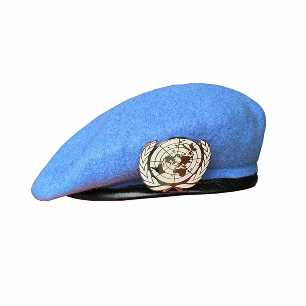 Béret bleu UN, casquette de Force de maintien de la paix des Nations unies, chapeau avec Badge UN, Souvenir de Cockade
