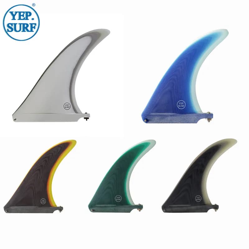 Fins de Surf Longboard en fiber de verre, 7/8/9/10/25/11 pouces, simples, blanches/bleues/noires/brunes/vertes