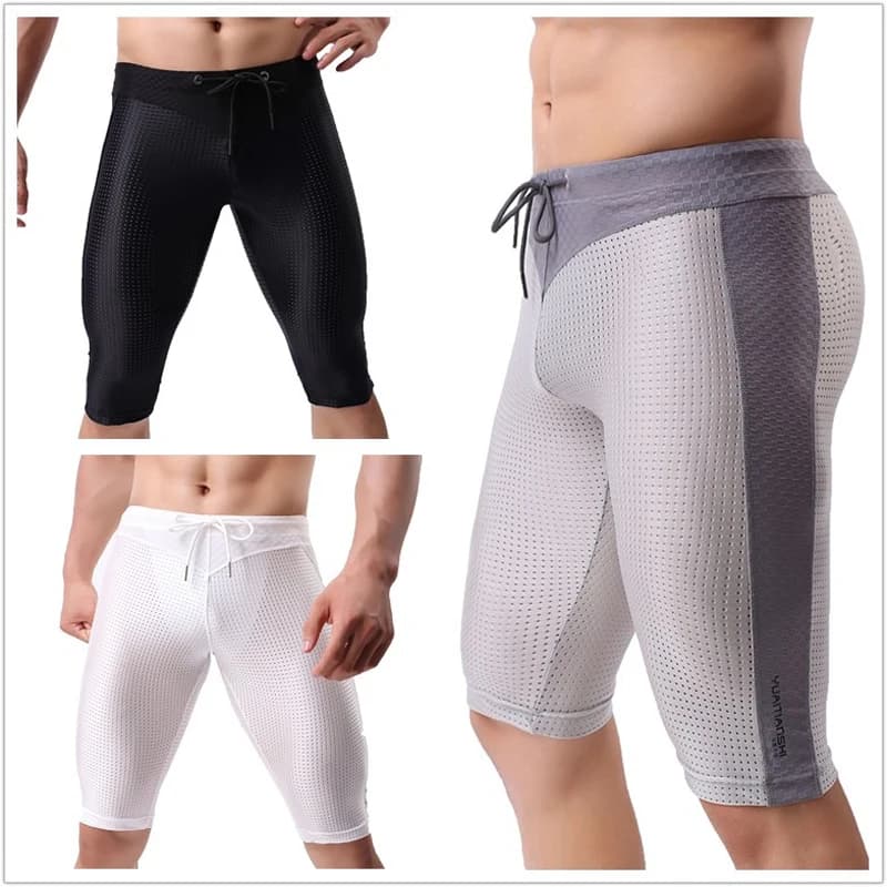 Shorts de compression respirants pour hommes, sous-vêtements sexy, coutures en maille, collants de sport, fitness, course à pied, entraînement, pantalons d'entraînement