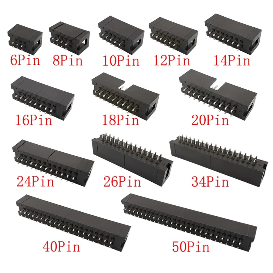 Connecteur PCB à double espacement, prise mâle, boîte IDC, sauna, ISP, droit, IRC, DC3, 2.54mm, 6 broches, 10 broches, 16 broches, 20 broches, 26 broches, 34 broches, 40/50 broches, 10 pièces